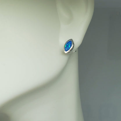 Marquise Cut Blue Opal Stud Earrings.