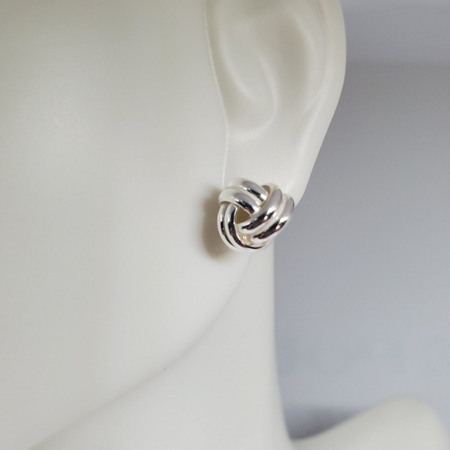 Love Knot Trendy Stud Earring in .925 Sterling Silver.