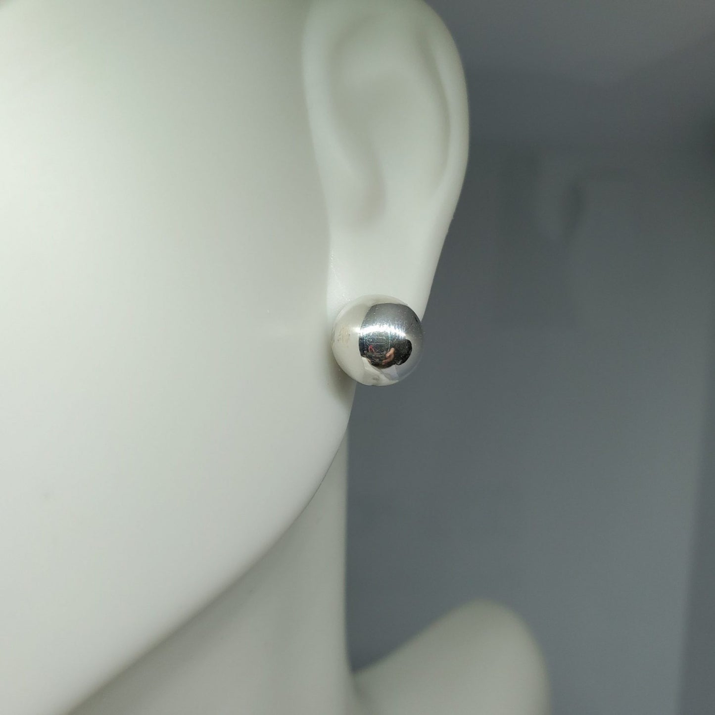 8mm Half Ball Dome Stud Earring in .925 Sterling silver.