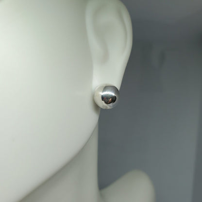 8mm Half Ball Dome Stud Earring in .925 Sterling silver.