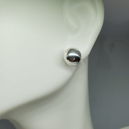 8mm Half Ball Dome Stud Earring in .925 Sterling silver.