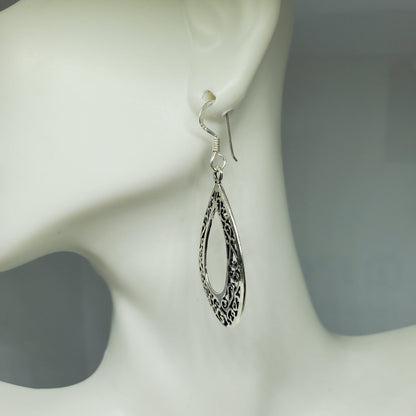 Filigree Disc Drop Dangle in .925 Sterling Silver.