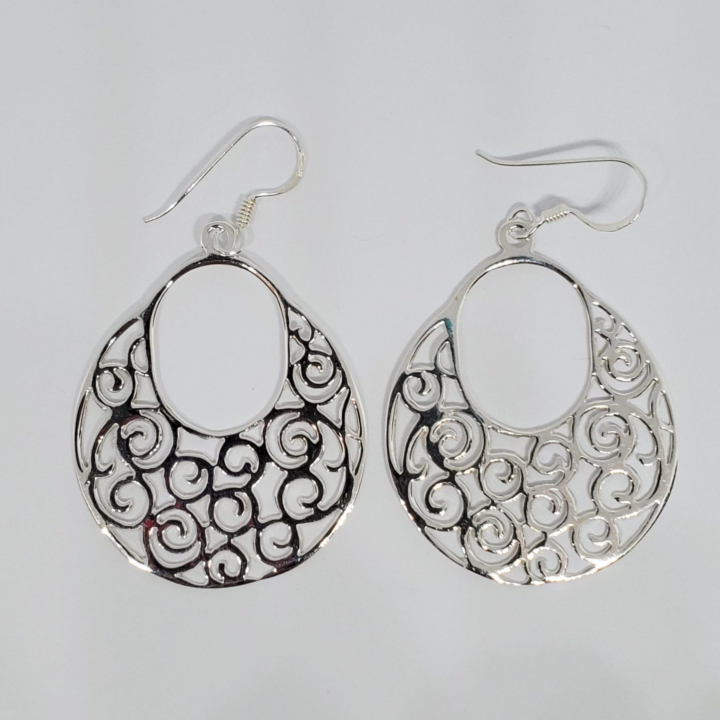 Drop Dangle Swirl .925 Sterling Silver Earrings