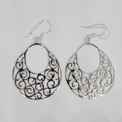 Drop Dangle Swirl .925 Sterling Silver Earrings