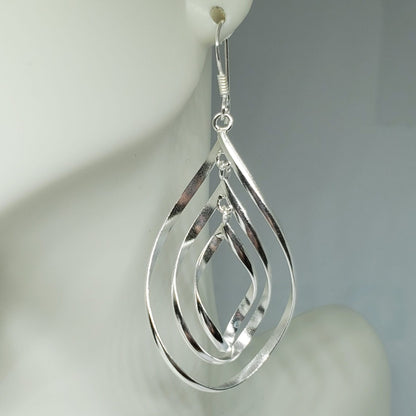 Drop Dangle Swirl .925 Sterling Silver Earrings