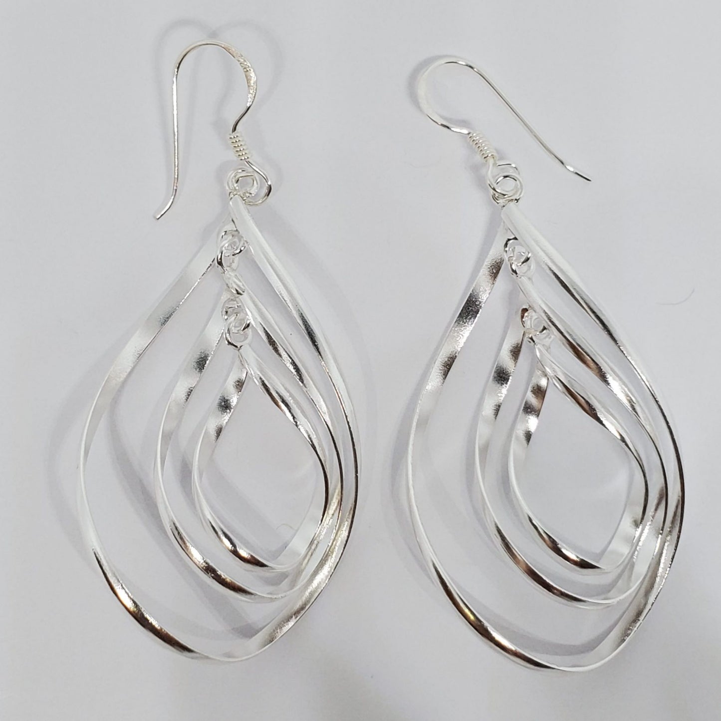 Drop Dangle Swirl .925 Sterling Silver Earrings