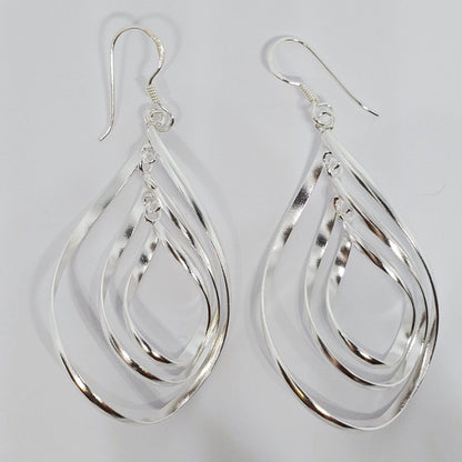 Drop Dangle Swirl .925 Sterling Silver Earrings