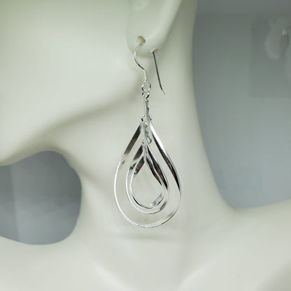 Drop Dangle Swirl .925 Sterling Silver Earrings