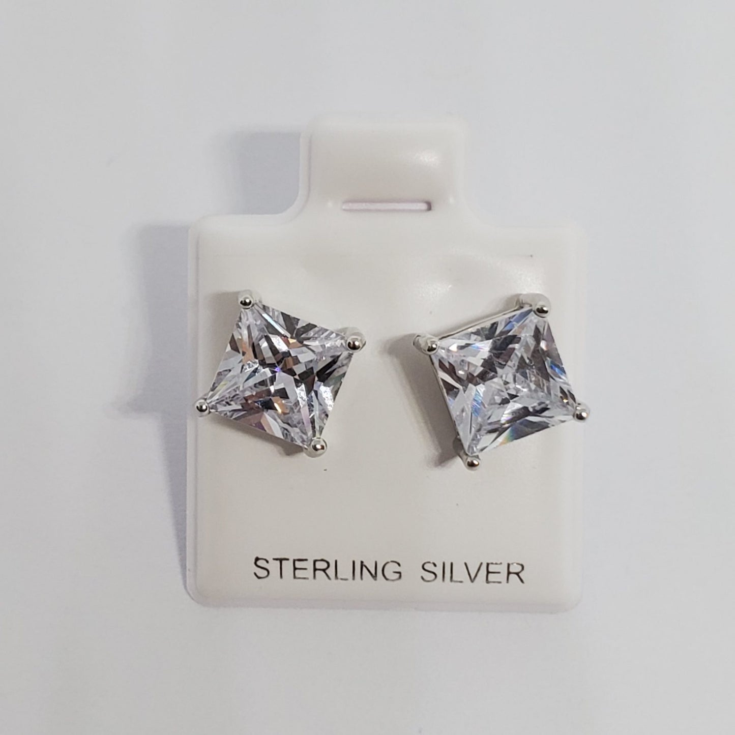 7mm Square Screw Back Cz Stud Earring