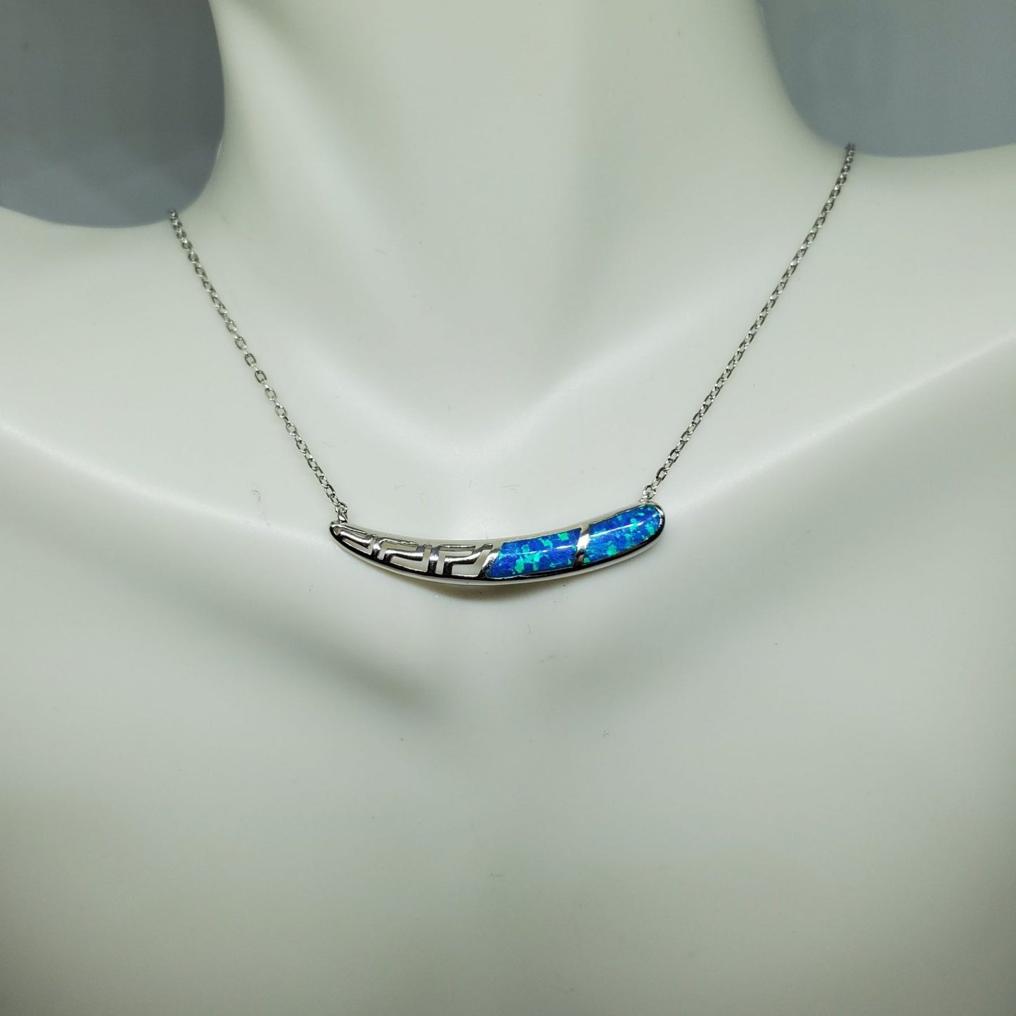 Minimalist Blue Opal Design Necklace