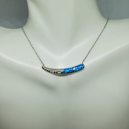 Minimalist Blue Opal Design Necklace