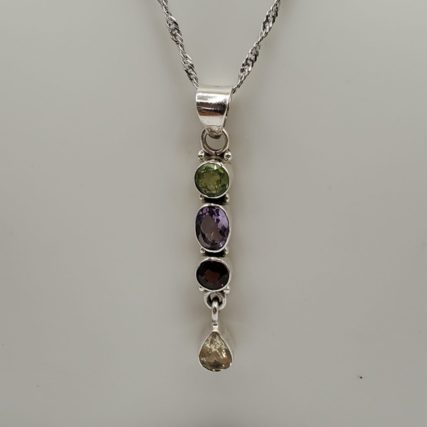 Peridot, Amethyst, Garnet, & Citrine Pendant and Dangle Earring gift set.