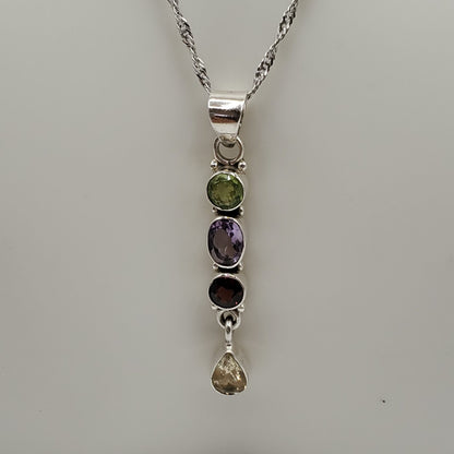 Peridot, Amethyst, Garnet, & Citrine Pendant and Dangle Earring gift set.