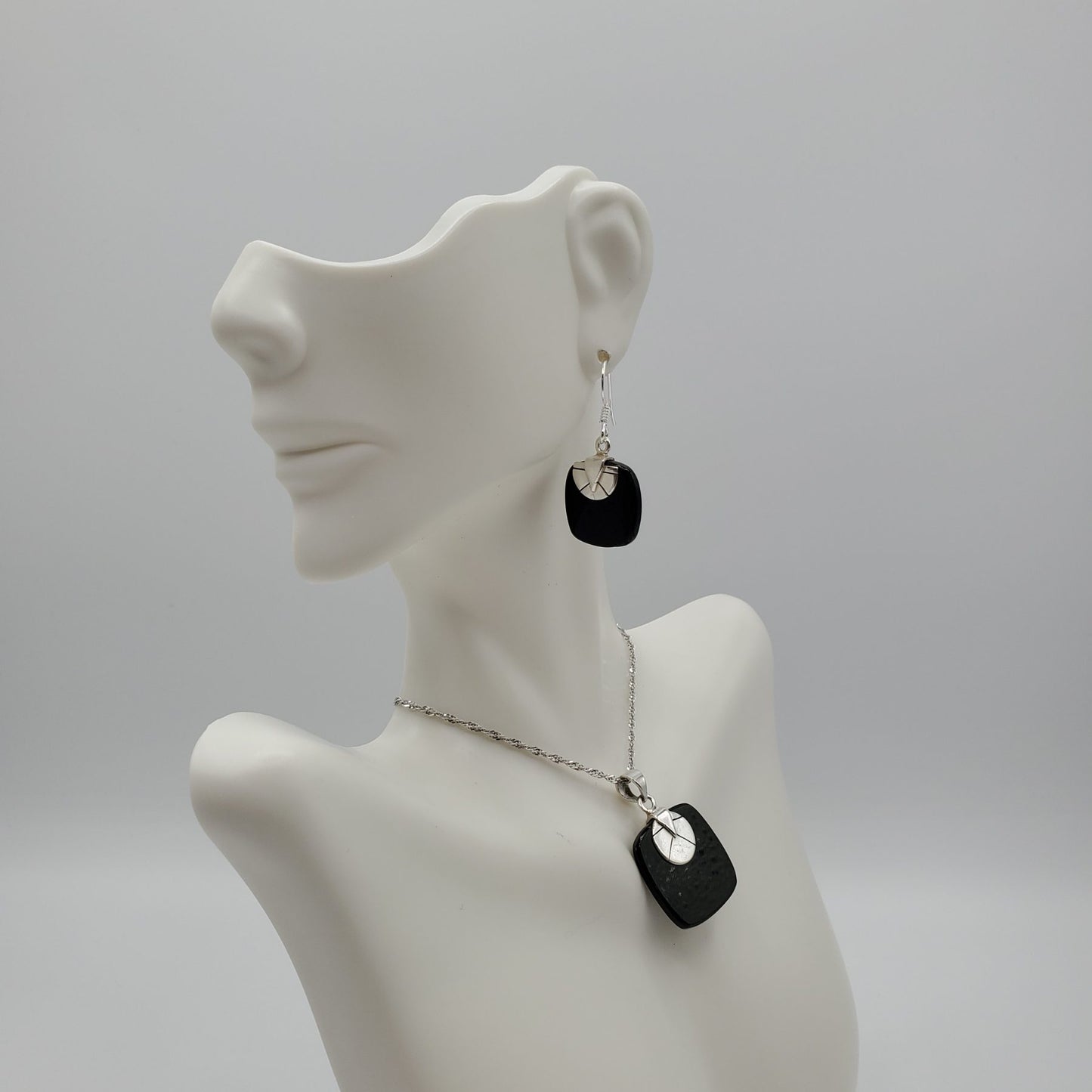 Sterling Silver Black Onyx pendant and earring gift set