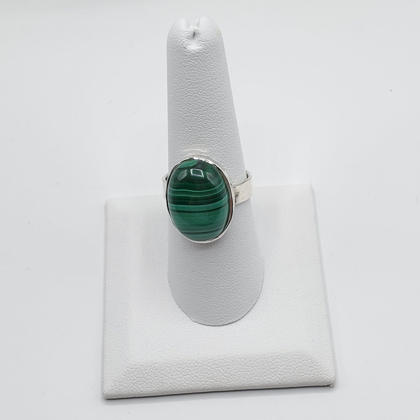 Sterling Silver Malachite Pendant, earring and ring set.