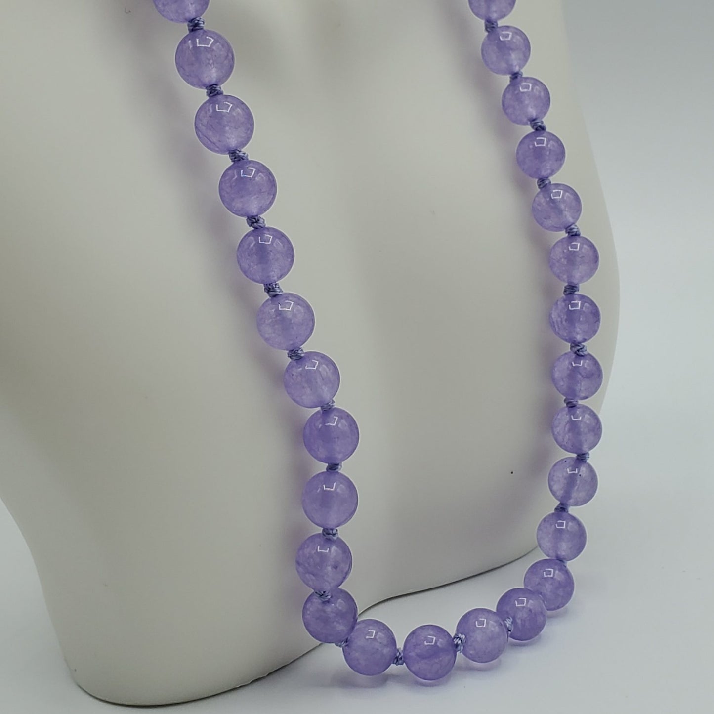 8mm Rare Natural Purple Jade Round Gemstone Necklace 18 " with Earrings