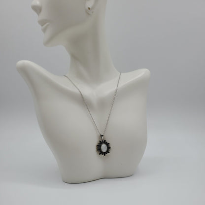 Natural Rainbow Moonstone Gem Flower Necklace with chain included