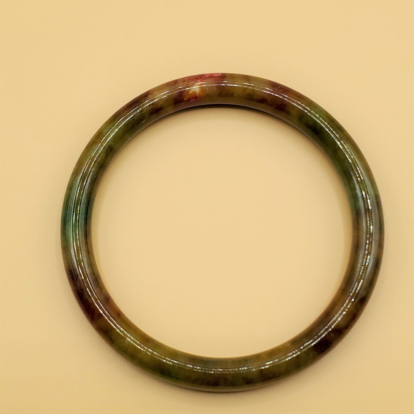 Rare Red and Green Jade Bangle Bracelet