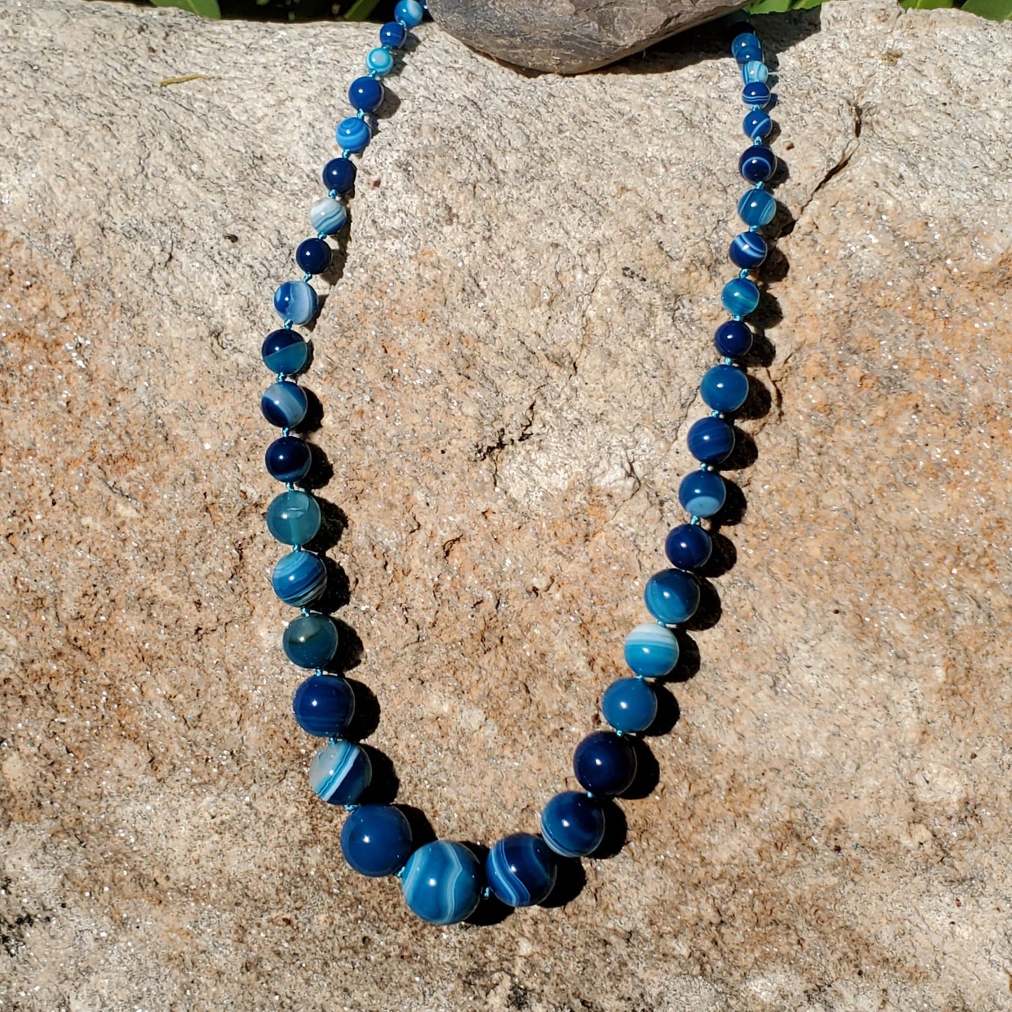 Blue Murano graduated bead necklace