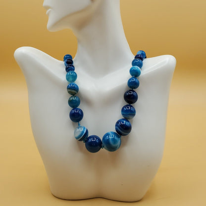 Blue Murano graduated bead necklace