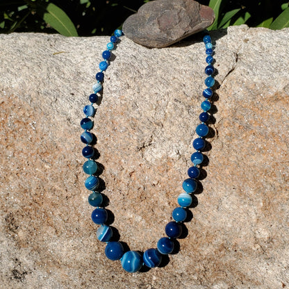 Blue Murano graduated bead necklace