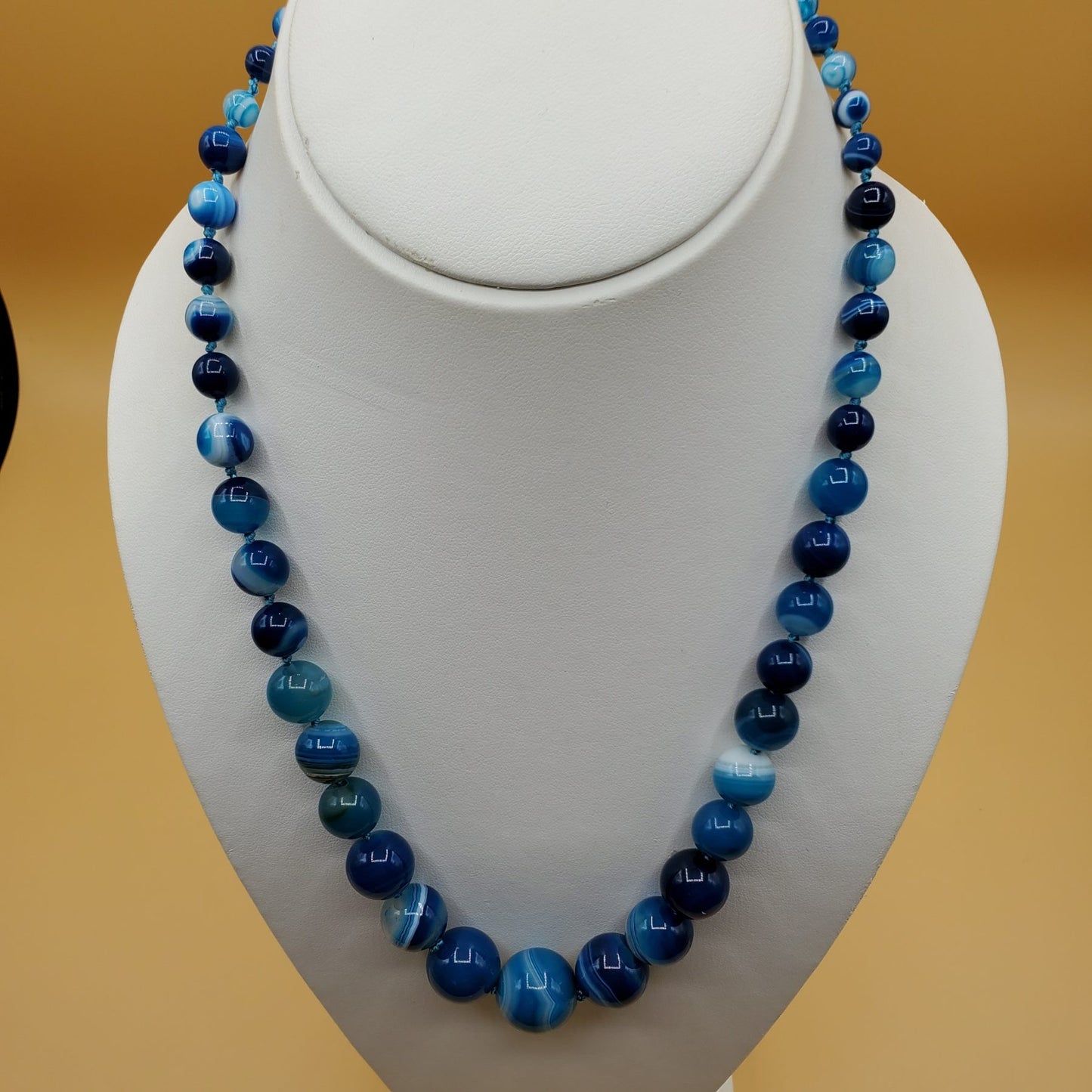 Blue Murano graduated bead necklace