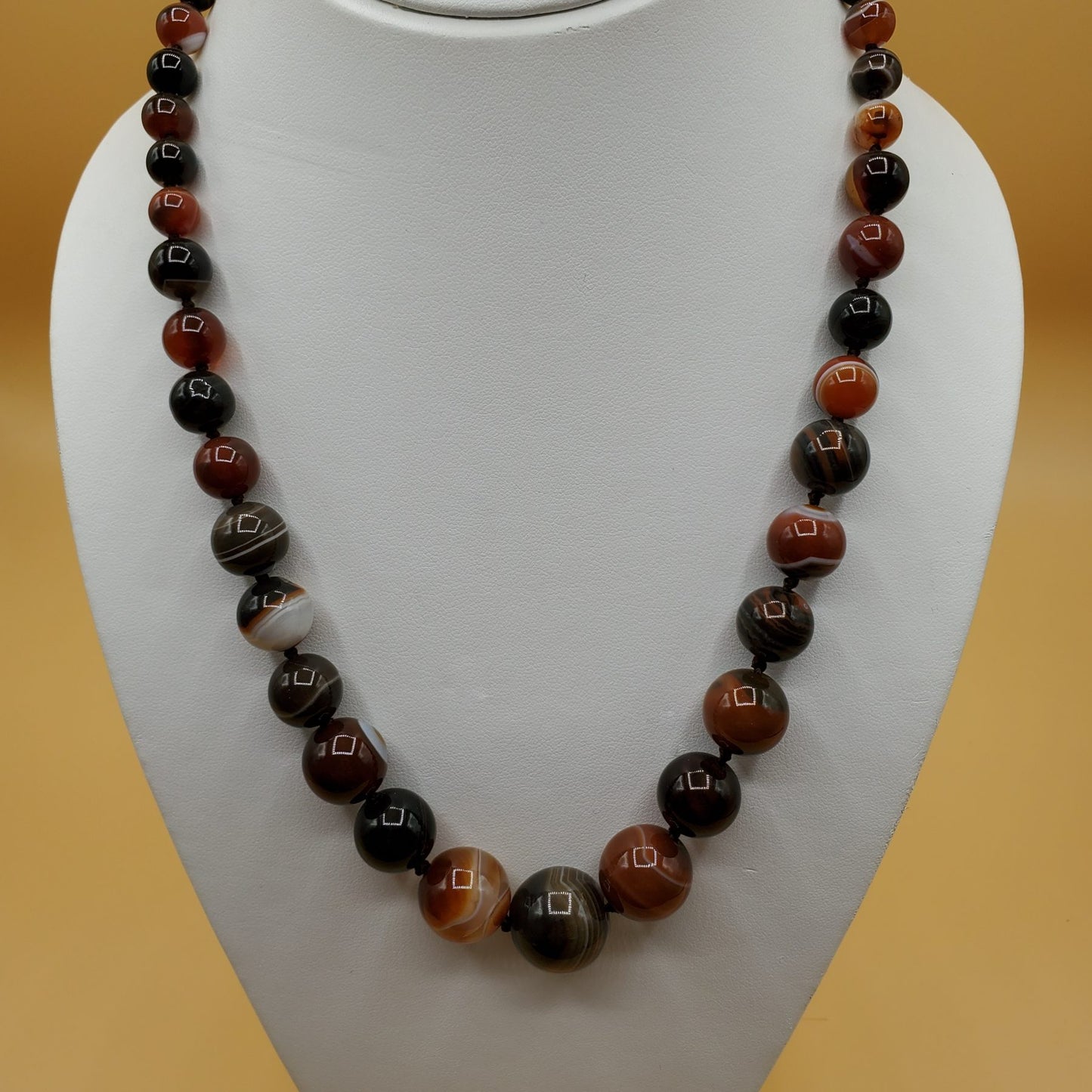 Dark Brown Botswana Quartz graduated bead necklace