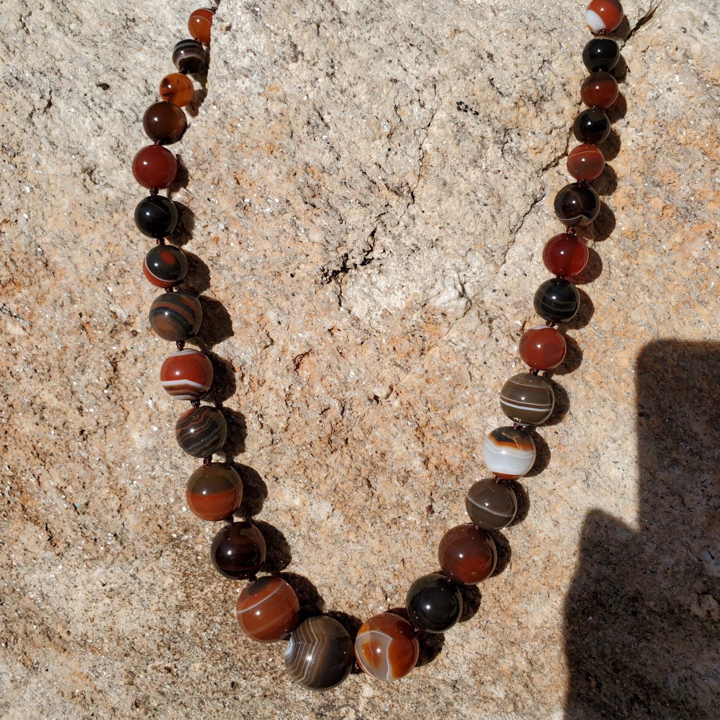 Dark Brown Botswana Quartz graduated bead necklace