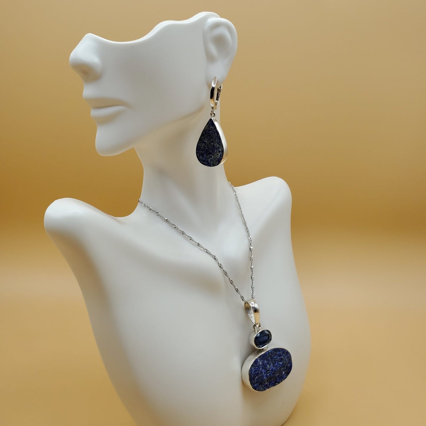 Lapis Lazuli Druzy Gift Set accented with Tanzanite gemstones