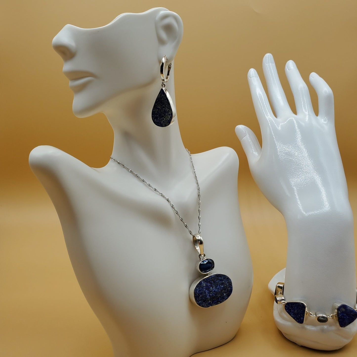 Lapis Lazuli Druzy Gift Set accented with Tanzanite gemstones