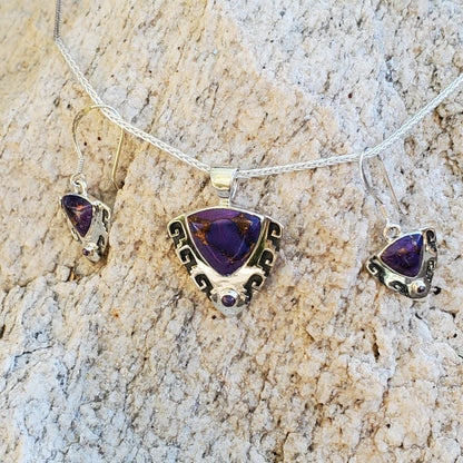 Mohave Purple Turquoise Chevron Necklace and Earring set