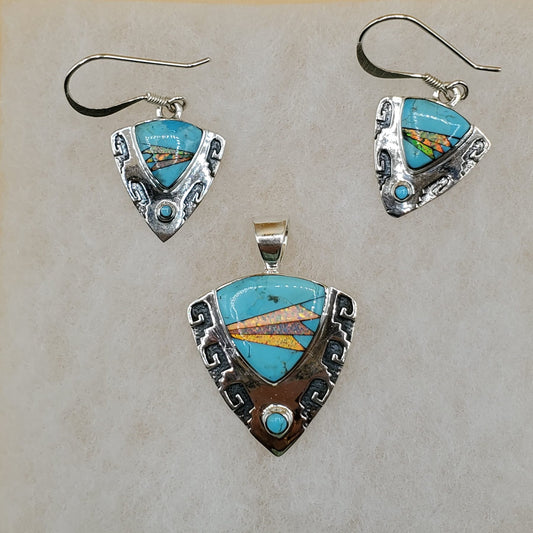 Sterling Silver Turquoise Necklace and Earring Set