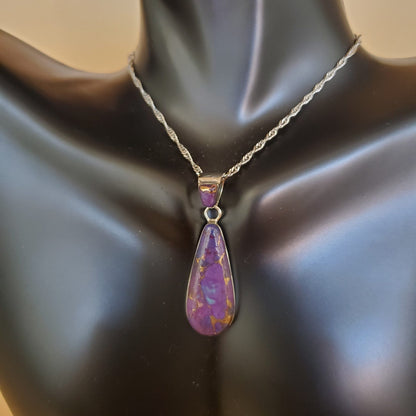 Purple Mohave Turquoise Teardrop Shaped Pendant and Earring Set