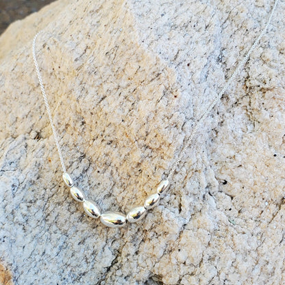 Sterling Silver Journey Graduated Oval Bead Necklace