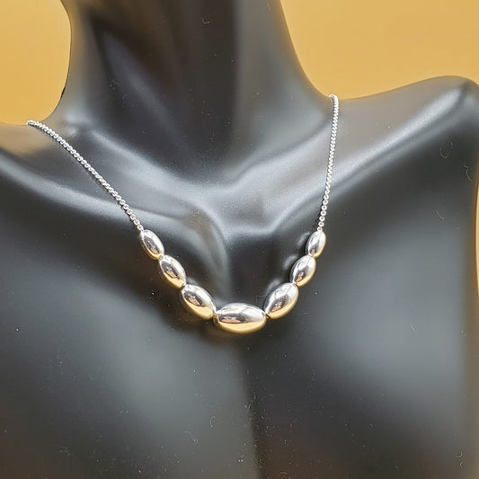 Sterling Silver Journey Graduated Oval Bead Necklace