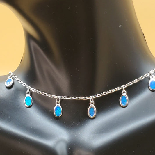 Blue Opal Water Drop Necklace