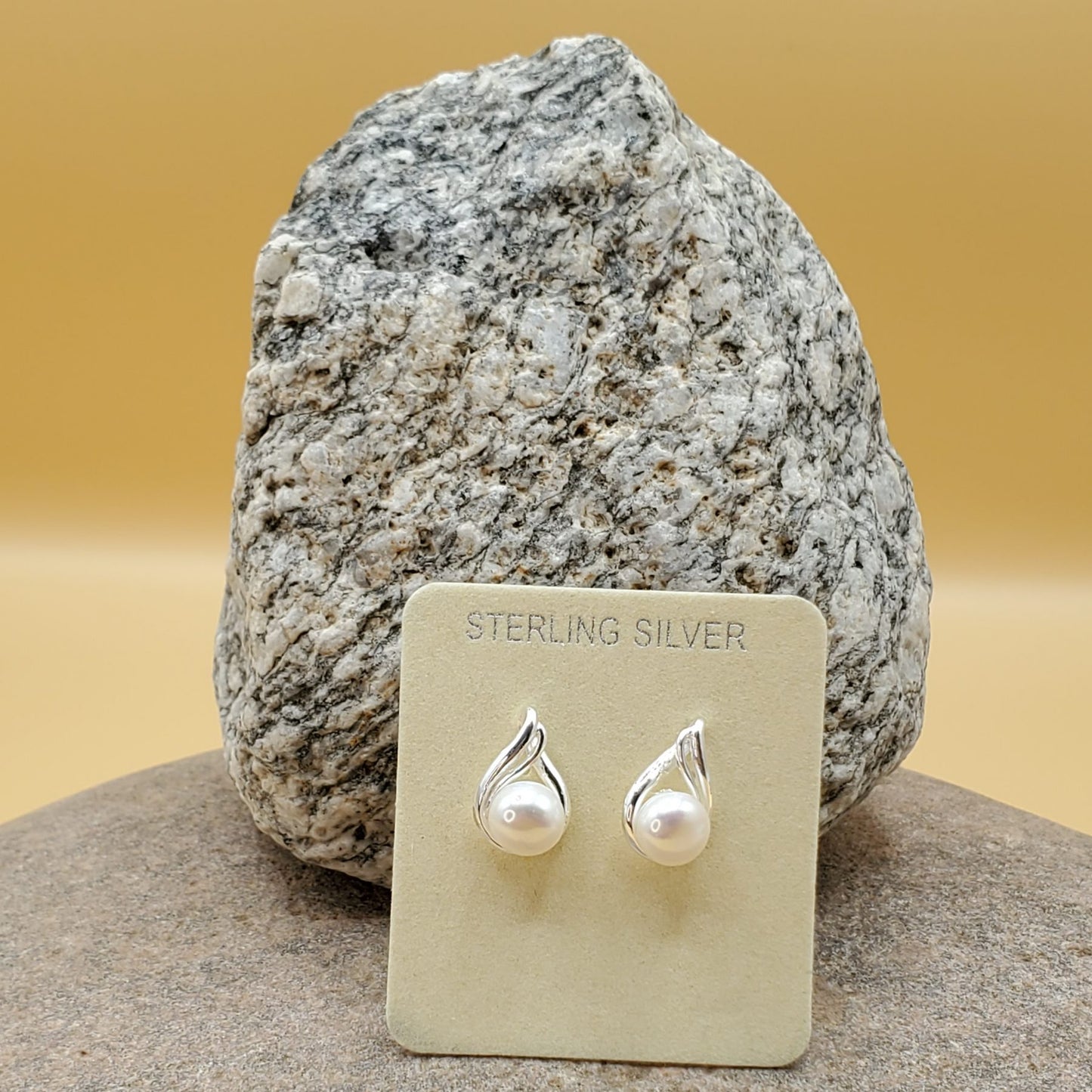 Freshwater Pearl Swirl Design Earrings.