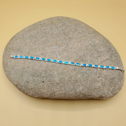 Fire Blue Opal .925 Sterling Silver Bracelet