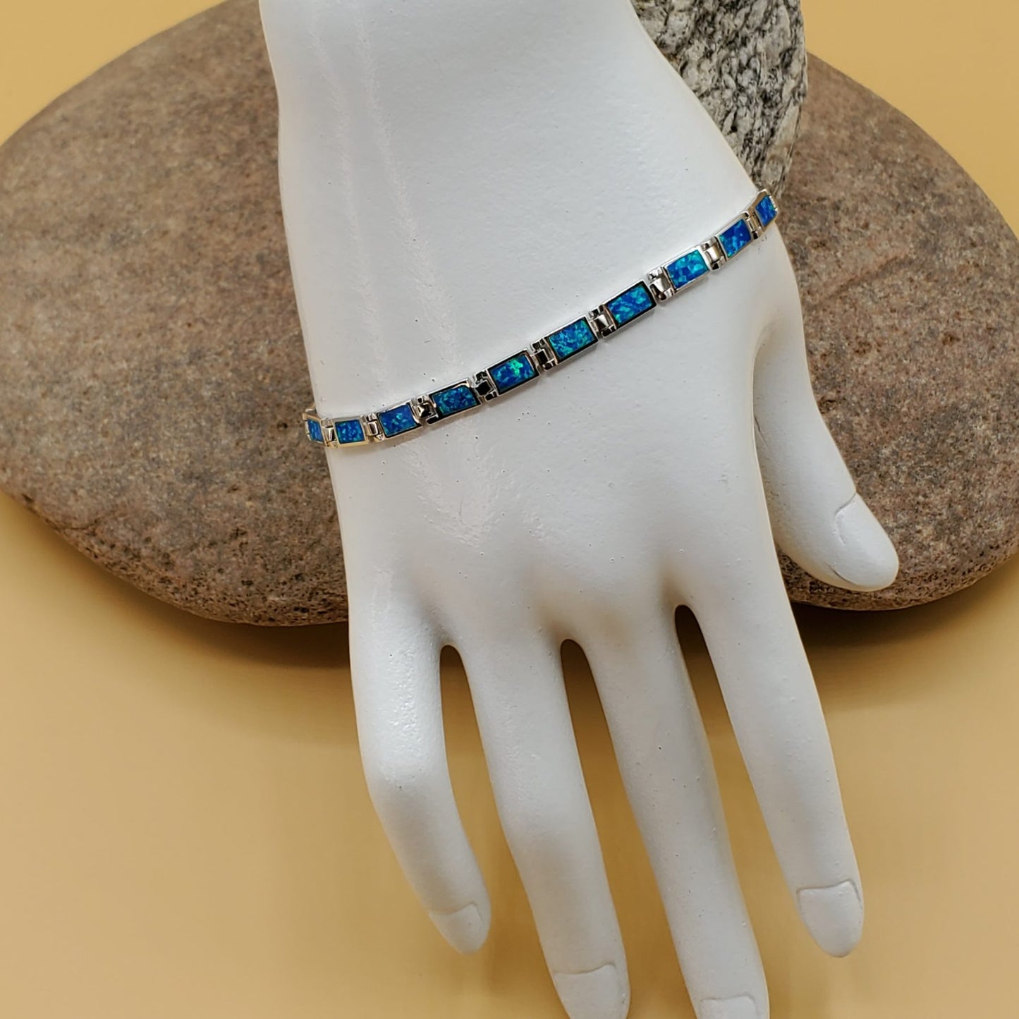 Fire Blue Opal .925 Sterling Silver Bracelet