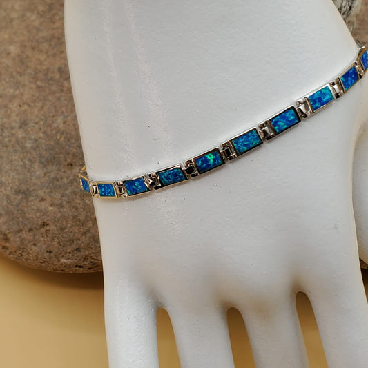 Fire Blue Opal .925 Sterling Silver Bracelet