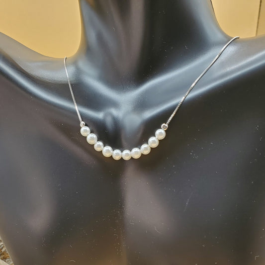 Cultured Pearl Bar Necklace