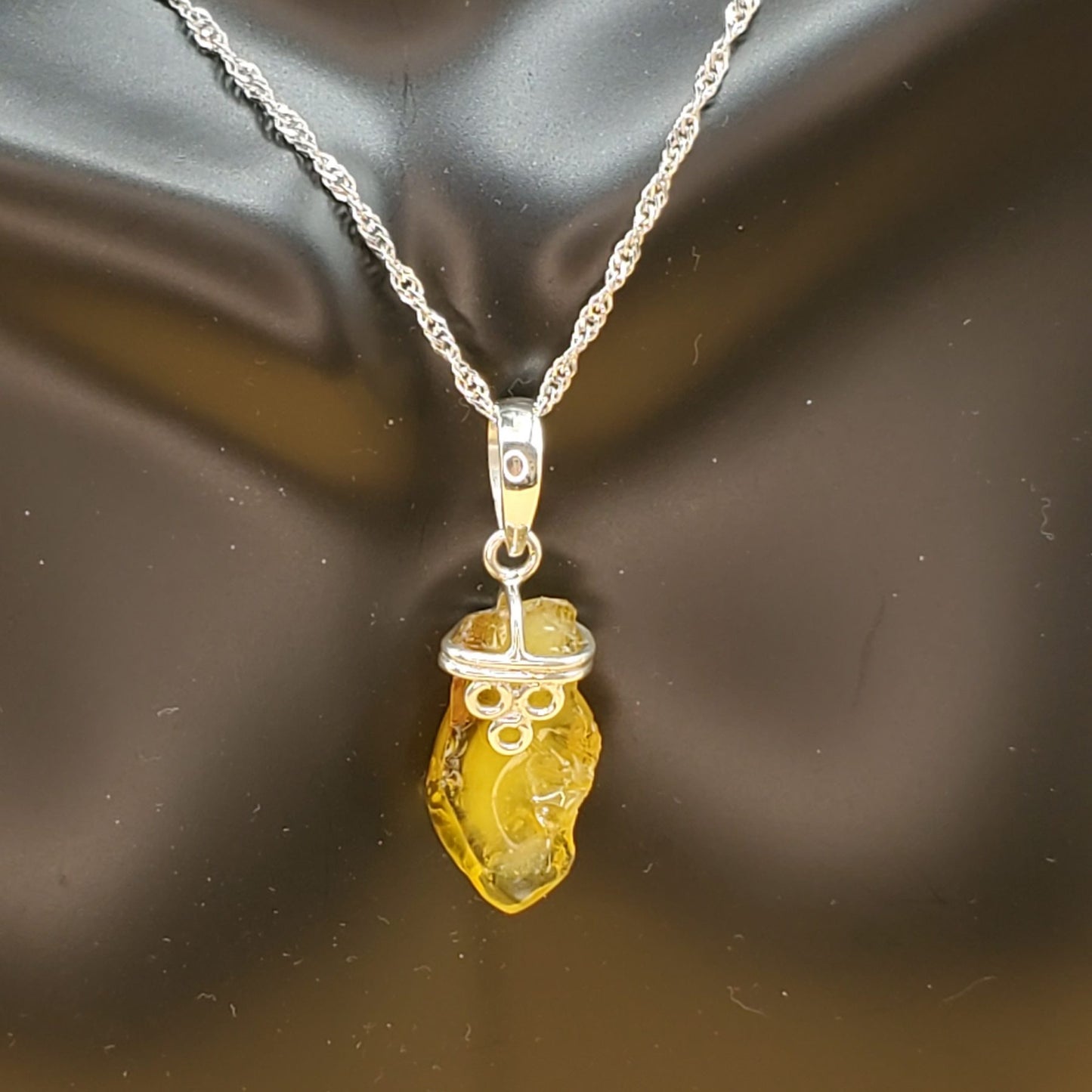 Amber Pendant Accented with Sterling Silver