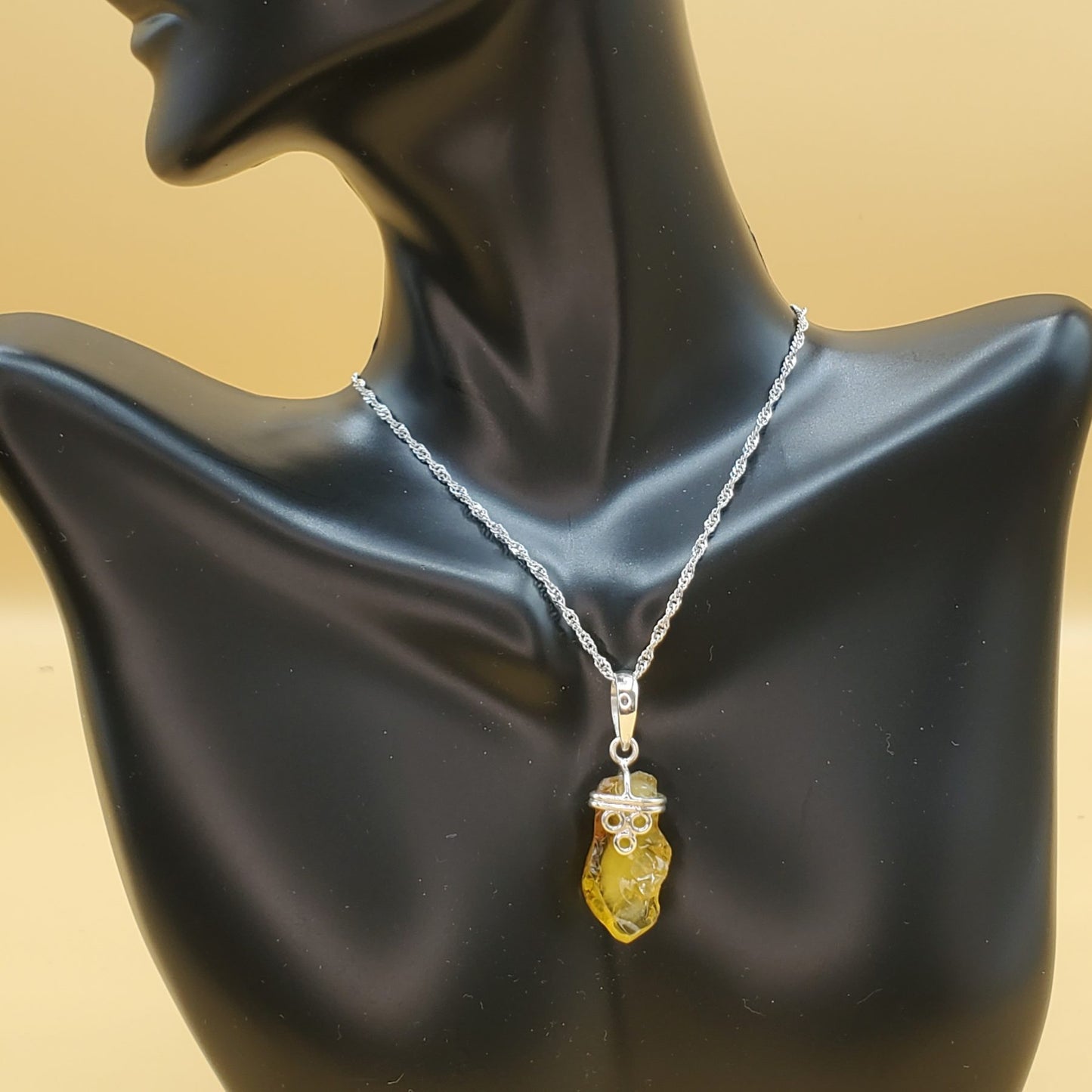 Amber Pendant Accented with Sterling Silver