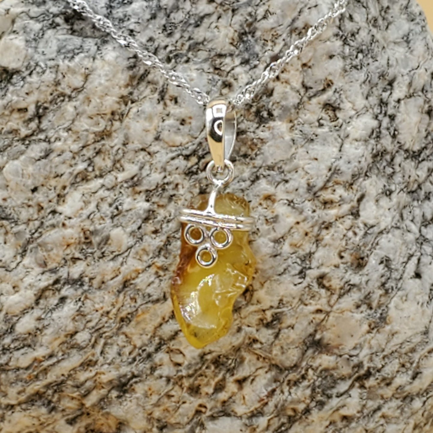 Amber Pendant Accented with Sterling Silver