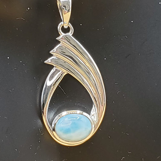 Delicate Larimar Swirl Pendant