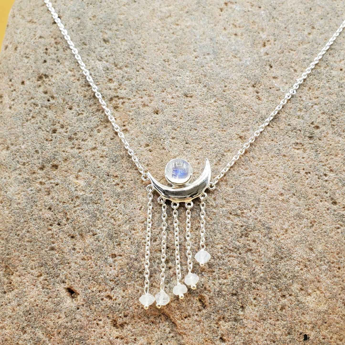 Delicate Moonstone Sterling Silver Necklace