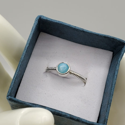 Larimar Stackable ring with a 4mm center stone