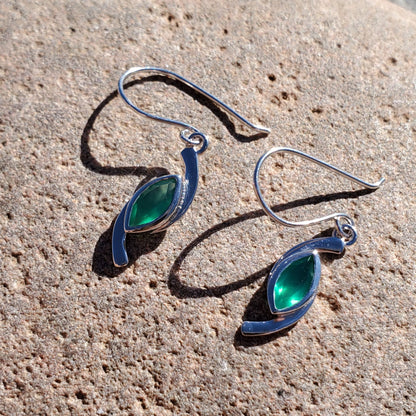 Delicate Green Onyx Dangle Earrings