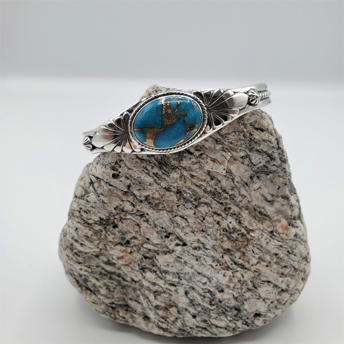 Matrix Turquoise Cuff Bracelet set in .925 Sterling Silver