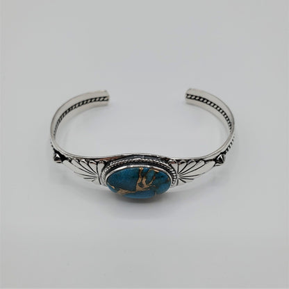 Matrix Turquoise Cuff Bracelet set in .925 Sterling Silver